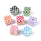 UV Plating Opaque Acrylic Beads, Iridescent, Cube with Grid, Mixed Color, 14.9x14.9x14.9mm, Hole: 3.8mm
