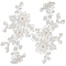 3D Flower Polyester Embroidery Sew on Appliques, with Plastic Sequins, Sewing Craft Decoration for Wedding Dress, Cheongsam, White, 280x150mm