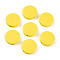 Painted Natural Wood Beads, Flat Round, Yellow, 19.5~20x5mm, Hole: 1.8~2mm