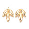 Brass Pendants, Leaf, Long-Lasting Plated, Nickel Free, Real 18K Gold Plated, 35x24x5.5mm, Hole: 2mm