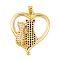 Brass Micro Pave Cubic Zirconia Pendants, Cadmium Free & Nickel Free & Lead Free, Real 18K Gold Plated Heart with Couple Cat Charms, Black, 35x30.5x5mm, Hole: 4.7x3.5mm