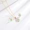 Flower Alloy Enamel Stud Earring & Pendant Necklaces Sets for Women, Light Cyan, Necklaces: 415mm