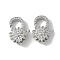 Brass Micro Pave Cubic Zirconia Lobster Claw Clasps, Rack Plating, Long-Lasting Plated, Lead Free & Cadmium Free, Flower, Platinum, 20x13.5x7mm, Hole: 1.8mm