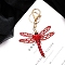 Alloy Rhinestone Keychain, Dragonfly, Siam, Pendant: 75x90mm