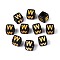 Opaque Acrylic Beads, Golden Metal Enlaced, Cube with Letter, Black, Letter W, 4.5~5x4.5~5x4.5~5mm, Hole: 2mm, about 6250pcs/500g