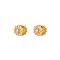 304 Stainless Steel Hoop Earrings, with Clear Cubic Zirconia, Real 18K Gold Plated, Flower, 15.3mm