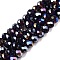 Electroplate Glass Beads Strands, AB Color Plated, Faceted, Rondelle, Indigo, 6x5mm, Hole: 1mm, about 80~85pcs/strand, 38~40cm