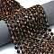 Dyed Natural Red Tiger Eye Beads Strands, Faceted Hexagonal Cut, Flat Round, with Seed Beads, 8~8.5x5mm, Hole: 0.8mm, about 36pcs/strand, 15.16''~15.24''(38.5~38.7cm)