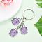 Tortoise Theme Gradient Color & Luminous Resin  Pendant Decoration, with Iron Split Key Rings, for Keychain, Purse, Backpack Ornament, Medium Purple, 80mm, pendant: 26mm