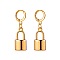 Lock Alloy Leverback Earrings, Golden, 36x12mm
