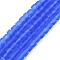 Transparent Frosted Glass Beads Strands, Cube, Faceted, Royal Blue, 4~4.5x4~4.5x4~4.5mm, Hole: 1~1.2mm, about 97~98pcs/strand, 16.14~16.54 inch(41~42cm)