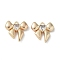 Brass Charms, with Glass, Bowknot, Real 18K Gold Plated, Clear, 13x14x3mm, Hole: 1.4mm