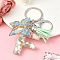 Resin & Acrylic & Faux Suede Tassel Keychain, with Alloy Clasp and Iron Rings, Letter F, 0.9cm
