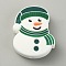 Christmas Theme Food Grade Eco-Friendly Silicone Beads, Snowman Pattern, 30x23.5x8.5mm, Hole: 2.5mm