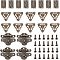 Zinc Alloy Box Clasp, Cabinet Drawer Butt Hinges Connectors and Bracket, with Screws, Antique Bronze, 28sets/box
