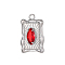 Rectangle Charms 304 Stainless Steel Cubic Zirconia Pendants, Stainless Steel Color, Red, 16x12mm