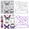 1Pc PVC Plastic Clear Stamps, with 1Pc Carbon Steel Cutting Dies Stencils, Butterfly Pattern, Stamps: 154x152x2.7mm; Stencils: 127x131x0.9mm