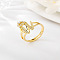 Brass Micro Pave Cubic Zirconia Finger Rings, for Women, Letter W, US Size 3(14mm)