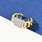Brass Micro Pave Cubic Zirconia Open Cuff Ring for Women, Rack Plating, Long-Lasting Plated, Lead Free & Cadmium Free, Real 18K Gold Plated, 10mm, Inner Diameter: Adjustable