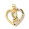 Brass Micro Pave Cubic Zirconia Pendants, Cadmium Free & Nickel Free & Lead Free, Heart with Snake, Colorful, 23x22.5x3mm, Hole: 5x3.5mm