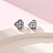 Clear Cubic Zirconia Heart Stud Earrings, Long-Lasting Plated Brass Jewelry for Women, Cadmium Free & Lead Free, Real Platinum Plated, 4x4.5mm, Pin: 1mm