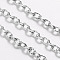 Iron Cable Chains, Textured, Unwelded, with Spool, Oval, Platinum Color, 4x3x1mm, about 32.8 Feet(10m)/roll