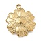 304 Stainless Steel Pendants, Real 14K Gold Plated, Flower, 16.5x13.5x3mm, Hole: 1.5mm