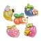 Flower Fruit Opaque Resin Decoden Cabochons with Glitter Powder, Peach & Strawberry & Mango, Mixed Shapes, Mixed Color, 18.5~22.5x21~26x8.5~10mm
