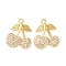 Brass Micro Pave Cubic Zirconia Pendants, Cherry Charms, Rack Plating, Long-Lasting Plated, Cadmium Free & Lead Free, Clear, 16x13x3mm, Hole: 1.2mm