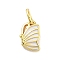 Real 18K Gold Plated Brass Enamel Charms, with Jump Ring, Long-Lasting Plated, Lead Free & Cadmium Free, Butterfly, White, 9x5.5x2mm, Hole: 3mm