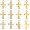 Micro Pave Clear Cubic Zirconia Charms, with Brass Findings, Cross Charm, Real 18K Gold Plated, 11x6.5x2mm, Hole: 0.8mm, 20pcs/box