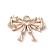 Brass Pendants, with Glass, Bowknot, Golden, 13x18.5x3.5mm, Hole: 1.6mm