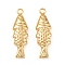 Ocean Theme Brass Pendants, Long-Lasting Plated, Nickel Free, Real 18K Gold Plated, Fish, 23x7x3mm, Hole: 1.5mm