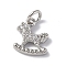 Brass Micro Pave Cubic Zirconia Charms, with Jump Ring, Rocking Horse Charms, Platinum, 11.5x10x2mm, Hole: 3mm