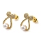 Bowknot Brass Micro Pave Clear Cubic Zirconia Stud Earrings, with Imitation Pearl for Women, Real 16K Gold Plated, 15x10mm