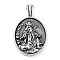 304 Stainless Steel Pendants, Oval with ST ROCHUS Charm, Antique Silver, 44.5x27x5mm, Hole: 5x5.5mm