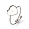Adjustable 304 Stainless Steel Cuff Ring Components, Heart, Stainless Steel Color, Tray: 10x10mm, 1mm, Inner Diameter: 18mm