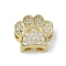 Rack Plating Brass Micro Pave Clear Cubic Zirconia Beads, Long-Lasting Plated, Lead Free & Cadmium Free, Paw Print, Real 18K Gold Plated, 9x10x5.5mm, Hole: 2.5mm