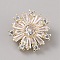 1-Hole Zinc Alloy Shank Buttons, with Cubic Zirconia, Flower, Light Gold, 15.5mm, Hole: 6mm