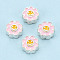 925 Sterling Silver Enamel Beads, Smiling Face Flower, Silver Color Plated, Pearl Pink, 6x6x3mm, Hole: 1.2~1.4mm