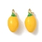 Alloy Enamel Pendants, Mango, Golden, 13.5x6.5mm, Hole: 1.6mm