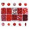 Glass Beads Strands, Mixed Styles, Mixed Shapes, Red, 6~9x4~9x4~9mm, Hole: 0.9~1.6mm, 270pcs/set