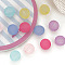 Rubberized Style Transparent Acrylic Beads, Round with corrugated, Mixed Color, 13.6x13.8x13.3mm, Hole: 2.9mm