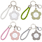 Leather Lipstick Storage Bags, with Palloy Keychain Ring & Alloy Clasps, Flower, Mixed Color, 212mm, 4 colors, 2pc/color, 8pcs/set
