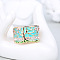 Tree Pattern Alloy with Rhinestone Enamel Finger Rings, Golden, 15mm,US Size 8(18.1mm)