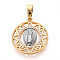 Brass Micro Pave Clear Cubic Zirconia Pendants, Flat Round & Virgin Mary, Real Gold Plated & Real Platinum Plated, 24.5x21.5x3mm, Hole: 8x4mm