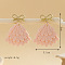 Christmas Tree Polymer Clay Dangle Stud Earrings, Golden, Pink, 40x31mm