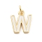 Rack Plating Brass Pendants, with Enamel and Jump Ring, Cadmium Free & Lead Free, Long-Lasting Plated, Real 18K Gold Plated, Letter, Letter W, 11.5x10x1mm, Hole: 2.5mm