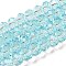 Transparent Baking Paint Glass Beads Strands, Faceted, Rondelle, Sky Blue, 8x6mm, Hole: 1.4mm