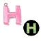 Luminous Resin Pendants, Glow in the Dark, with Platinum Plated Loop, Letter, Letter H, 23.5x18x5.5mm, Hole: 1.8mm